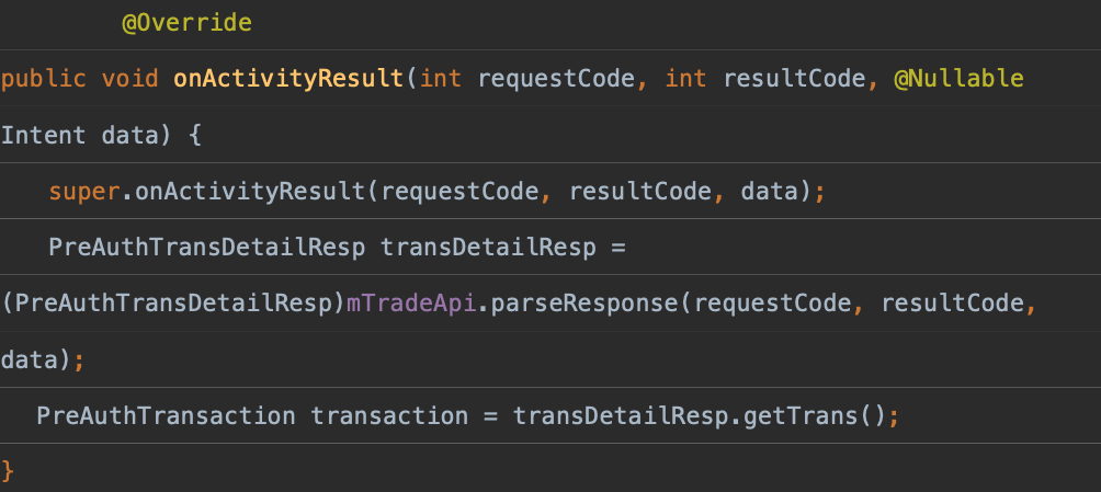 Pre-authorization Transaction Detail