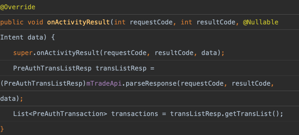 Pre-authorization Transaction List